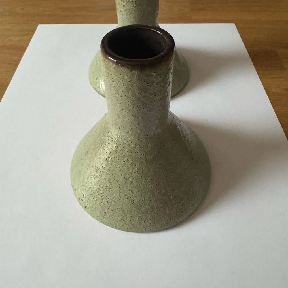 Jonathan Adler Green Candle Holders/bud vases (pair) - Picture 4 of 5